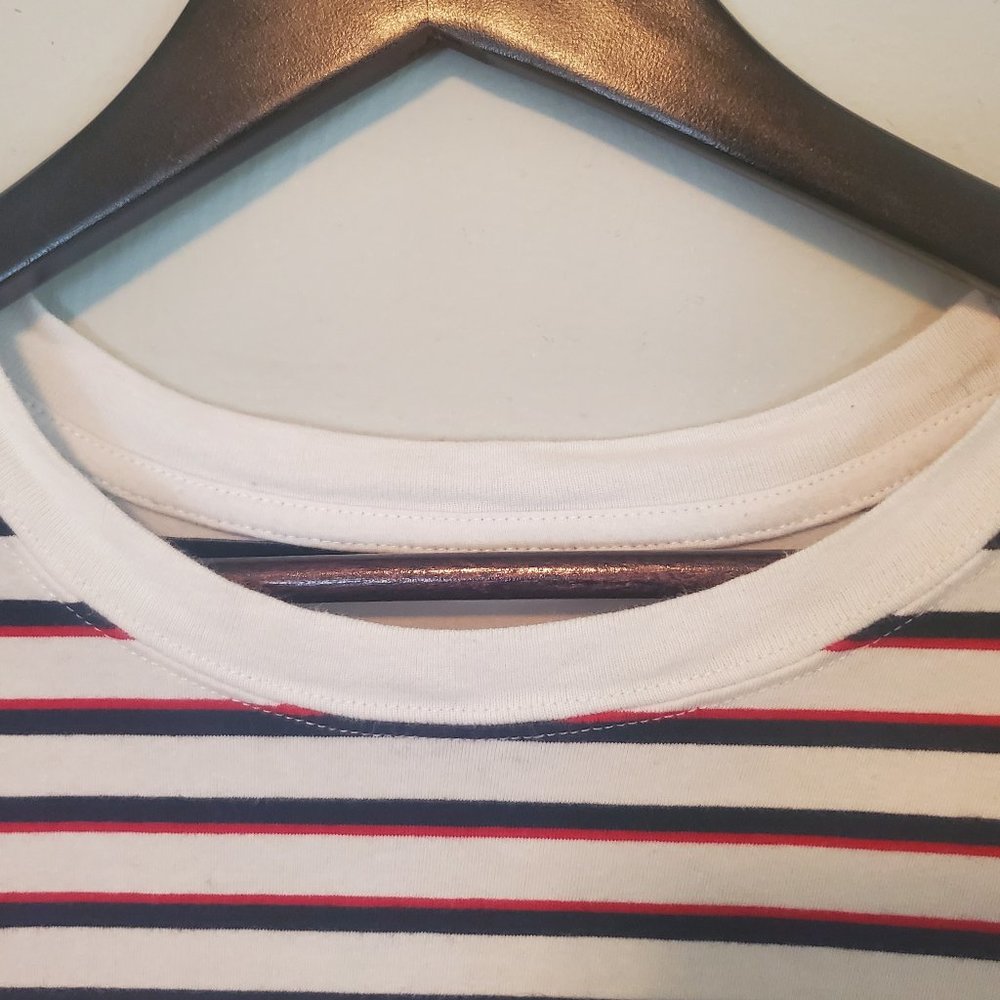 Dickies Women's Cropped Striped Tee Shirt Red, White, & Blue PLUS Size 1X - Picture 3 of 13
